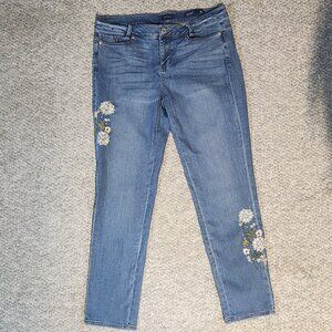 J.Jill Women's Denim Jeans w/ Flower Embroidery